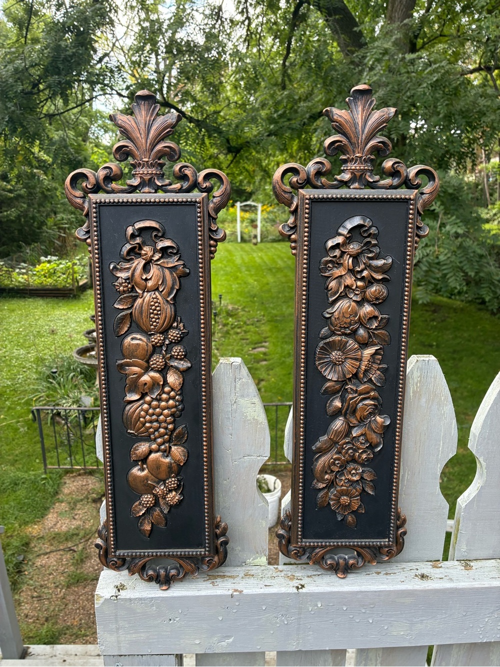 Vintage Syroco Coppercraft Guild Floral Wall Plaques